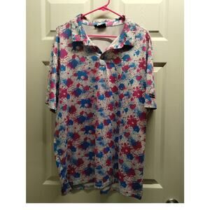 Greenside Golf Men's Size XXL Pink Blue Paint Spatter Short Sleeve Polo Shirt